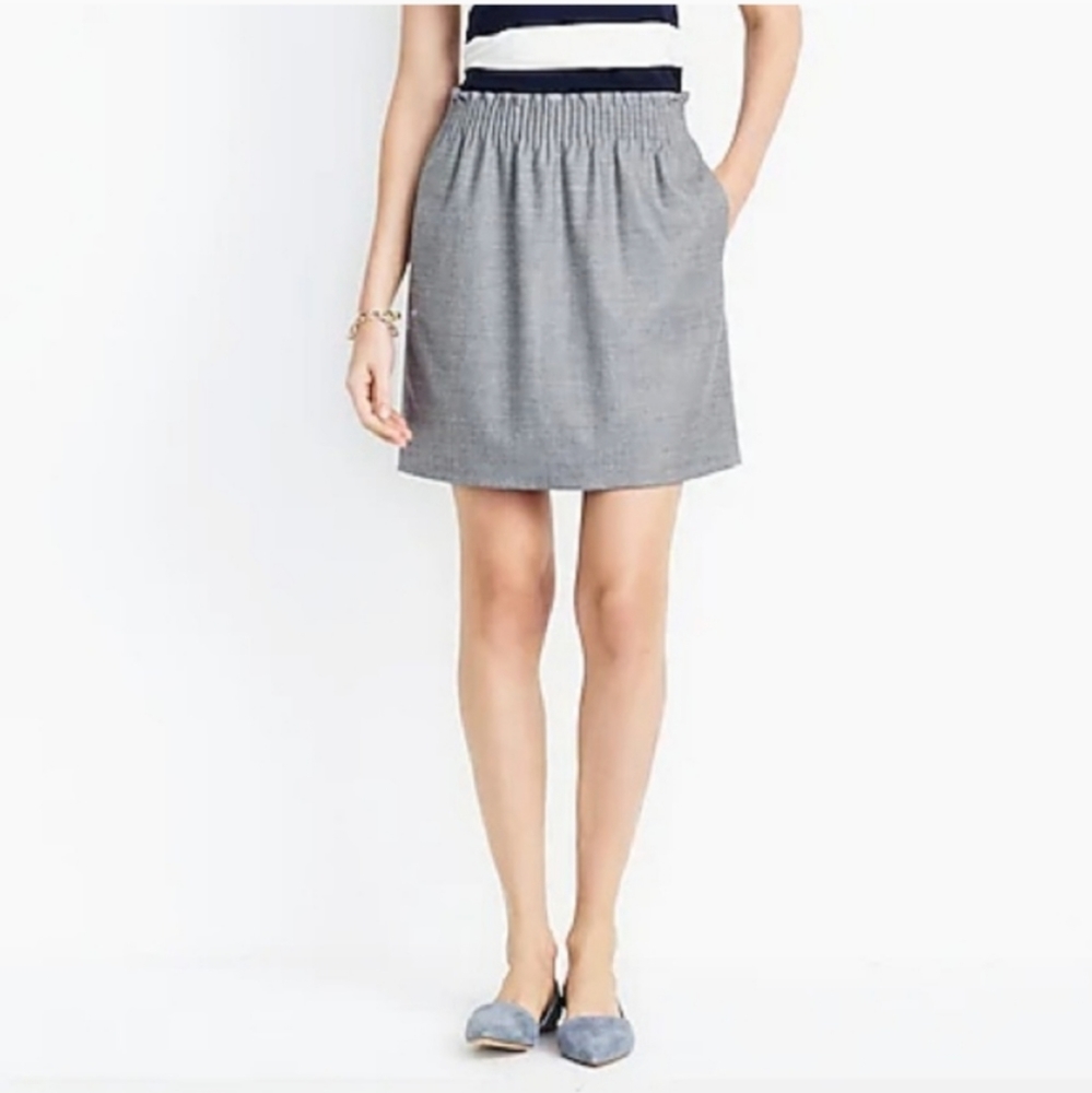 J. CREW Wool Blend Sidewalk Mini Pleated Gray Flecked Wool Skirt Size 0